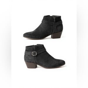 Clarks Womens Ankle Boots Sz 8.5 M Black Leather Straps Comfort Commuter Booties